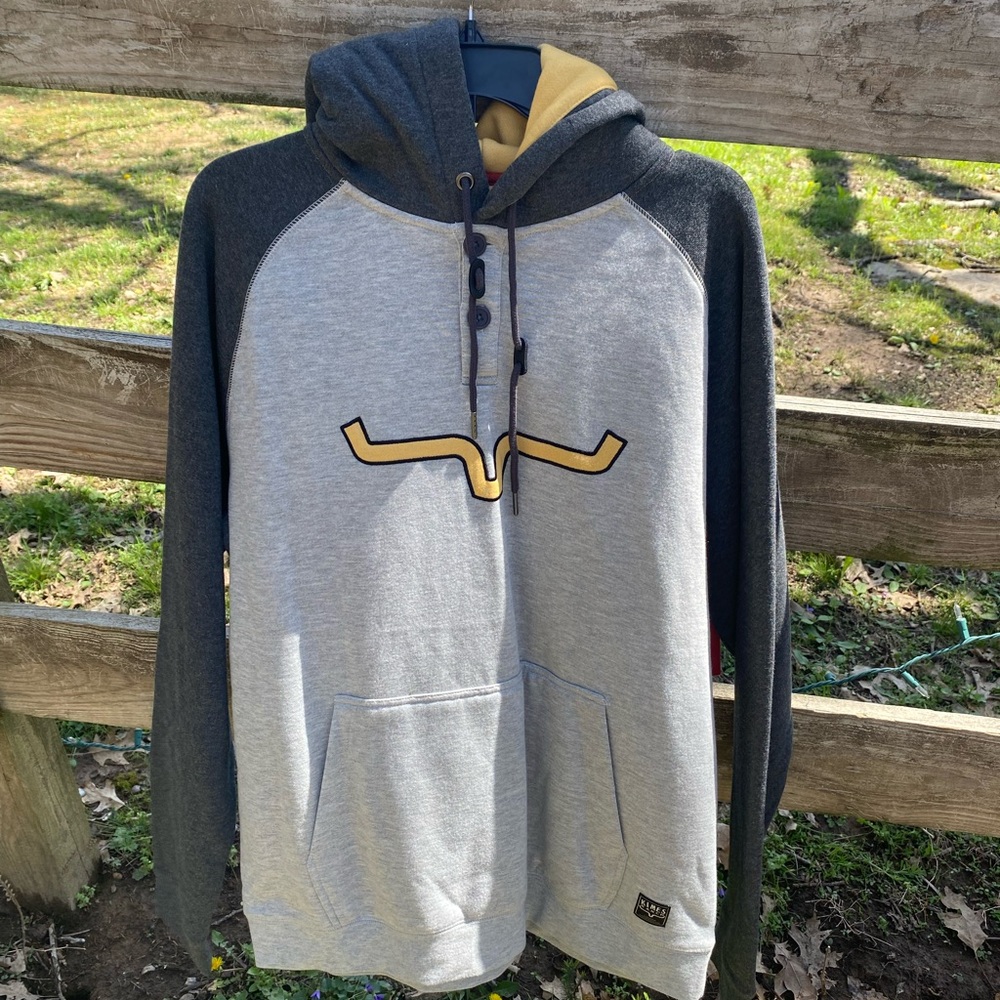 Men's Kimes Ranch Gray and Black Hoodie Large